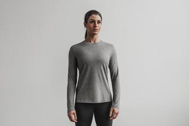 Nobull Women's Long Sleeves Grey | Australia (KL7391)